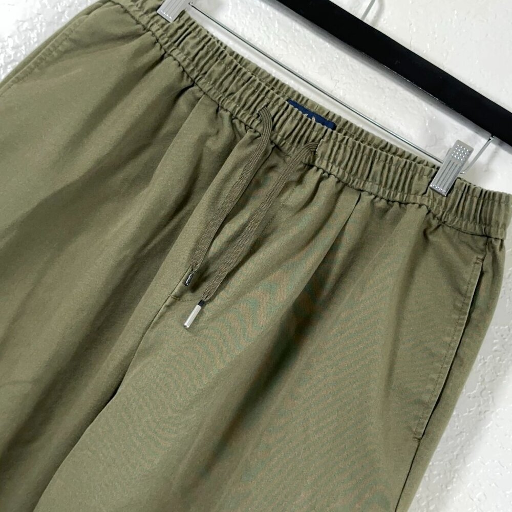 Fred Perry Drawstring Twill Jogger Elastic Waist Pants in Khaki Green Men's 36"